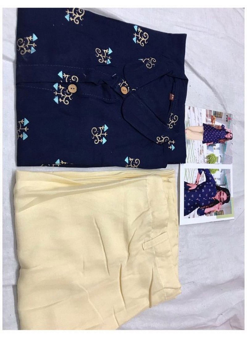 FVD 7 Horse Latest Designer Festive Wear Rayon Block Foil Print Open Button With Gaaj Kurti With Plazoo Collection